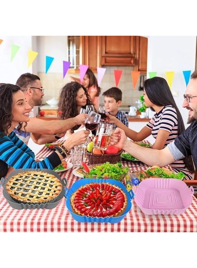 قطعتان من بطانة القلاية الهوائية المصنوعة من السيليكون القابل لإعادة الاستخدام، مربعة الشكل 16 سم - وعاء قلاية هوائية غير لاصق ومقاوم للحرارة، سلة سيليكون متعددة الألوان لطهي صحي أكثر - Image 2